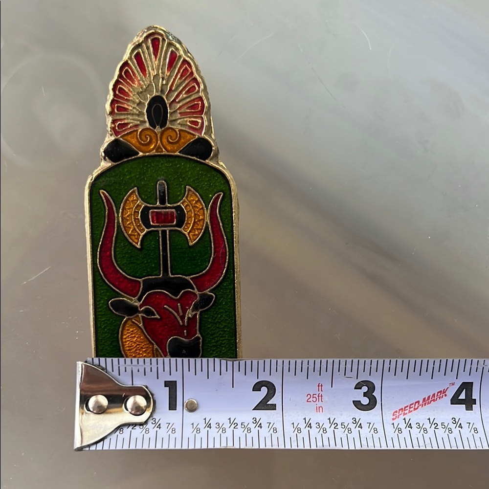 🐂🦚Peacock/Bull Vintage Brass & Enamel Cloisonné Mail Clip/Paper Clip/Desk Clip - Picture 10 of 17